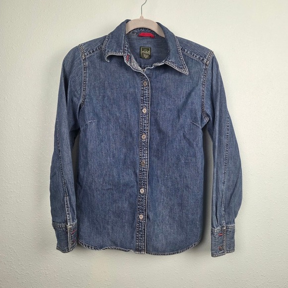 Eddie Bauer Tops - Denim Shirt Eddie Bauer Womens XS Blue Long Sleeve Button Up Blouse